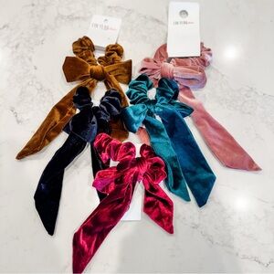 Set of (5) Velvet Bow Scrunchies